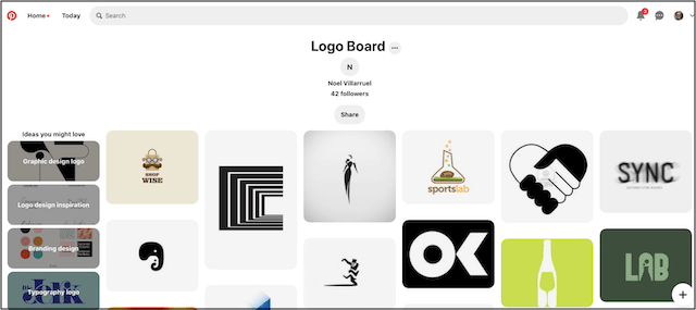 Example of a Pinterest logo board