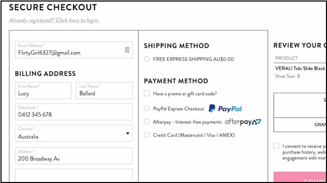 GDPR Australia Checkout Screen