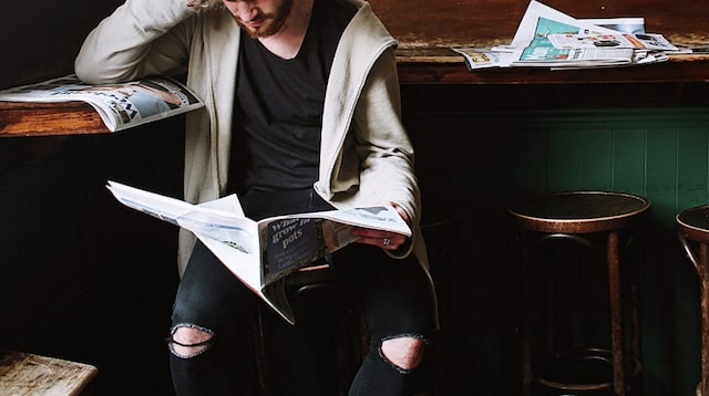 Newsletter Man Reading Newspaper