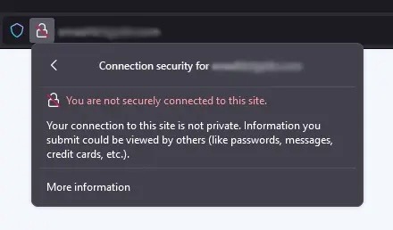 A Screenshot of a Message Stating the Website Is Not Secure