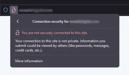 A Screenshot of a Message Stating the Website Is Not Secure