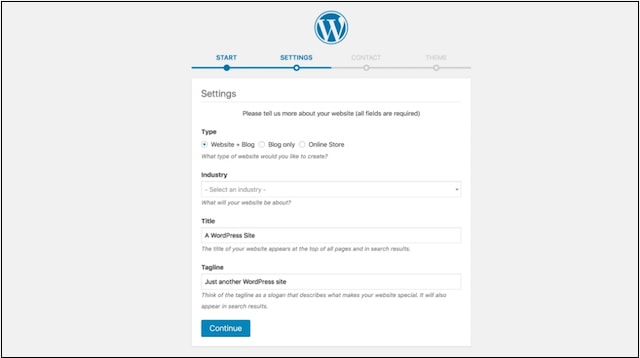 Website Design WordPress Dashboard Settings