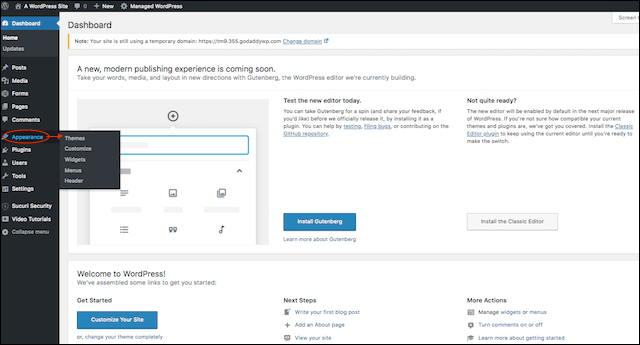 WordPress Website MP dashboard