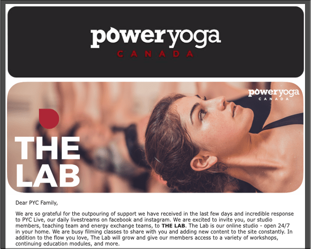 Communication Plan Power Yoga Canada Crisis Email