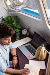 Remote Work Man Working in Home Office