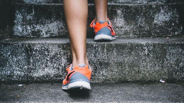 Stay Healthy Woman Walking Up Stairs