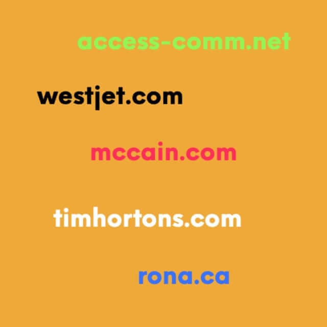 Graphic with 5 well-known domain names