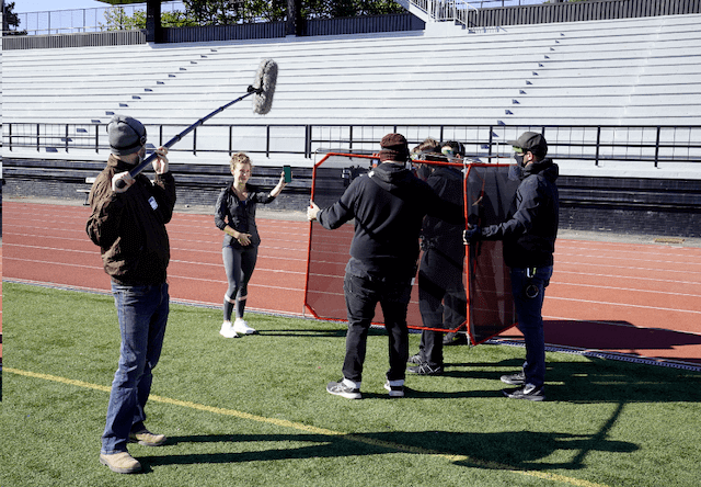 Karlie Ramlogan shooting a GoDaddy commercial