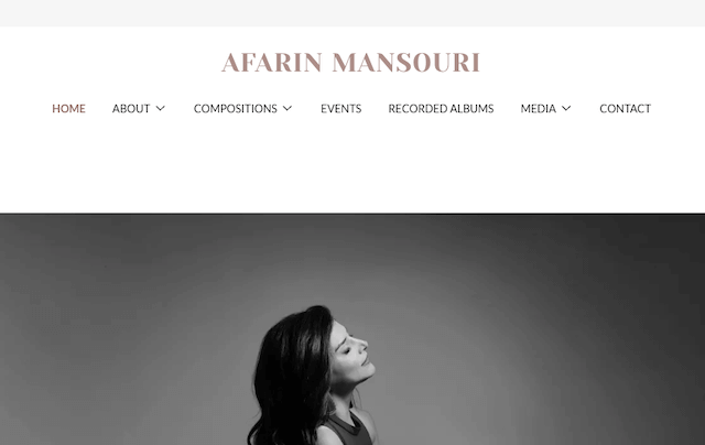 Afarin Mansouri website hero section