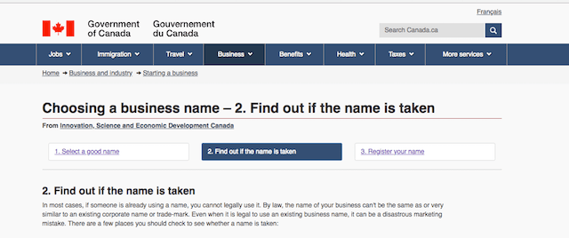 Business Name Search Government of Canada
