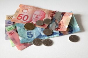 Canadian bills and coins