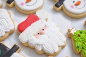 Closeup of decorated Christmas coookies