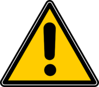 Exclamation point on triangular yellow traffic sign