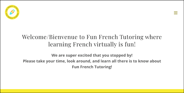 Fun French Tutoring website home page