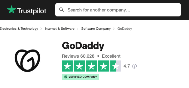 GoDaddy Trustpilot review