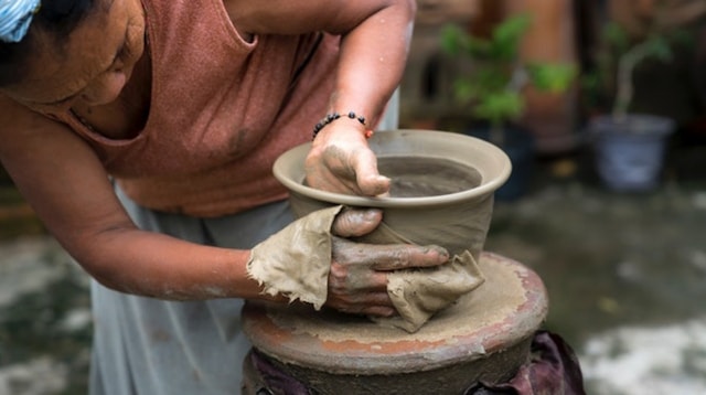 Home Business Woman Making Clay Bowl