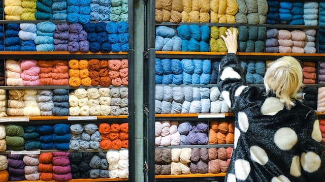 Online Purchase Woman Selecting Yarn