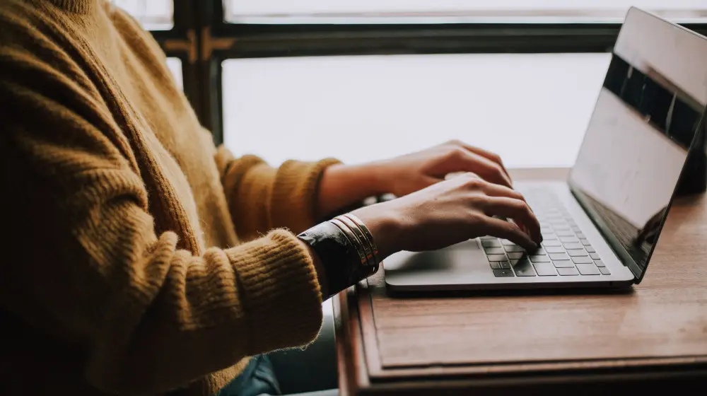 woman using a laptop