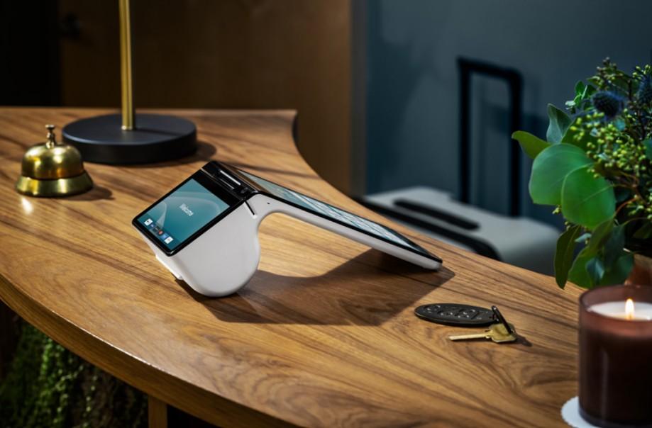 A POS system on a front desk