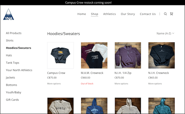 Your North Apparel online store