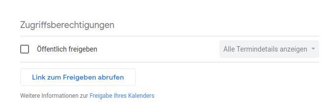 Wie du deinen Google Calendar in deine Webseite einbinden kannst_Zugriffsberechtigungen