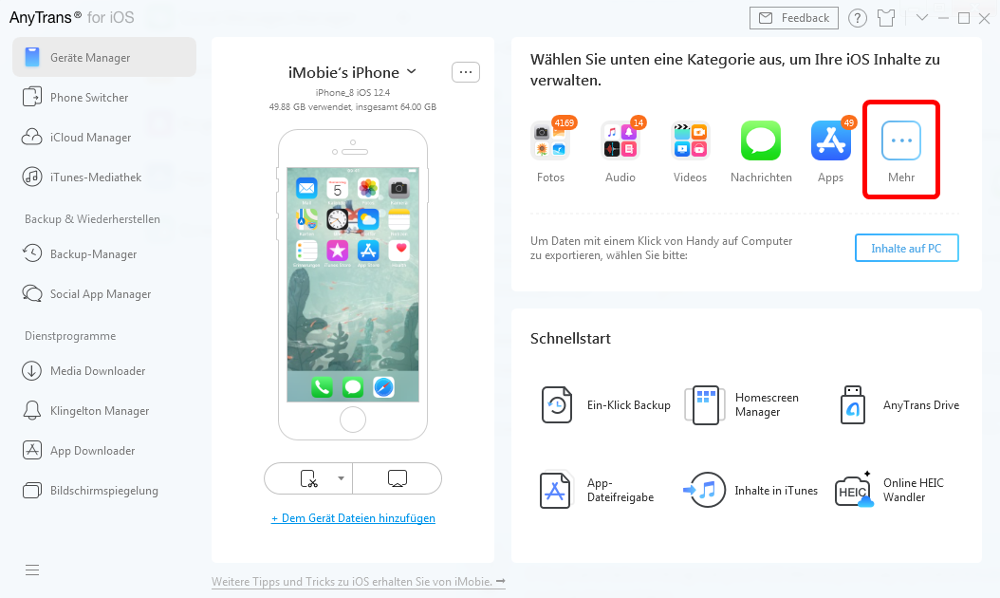 Abbildung - Alternativer Dateimanager für iPhone und iPad - AnyTrans