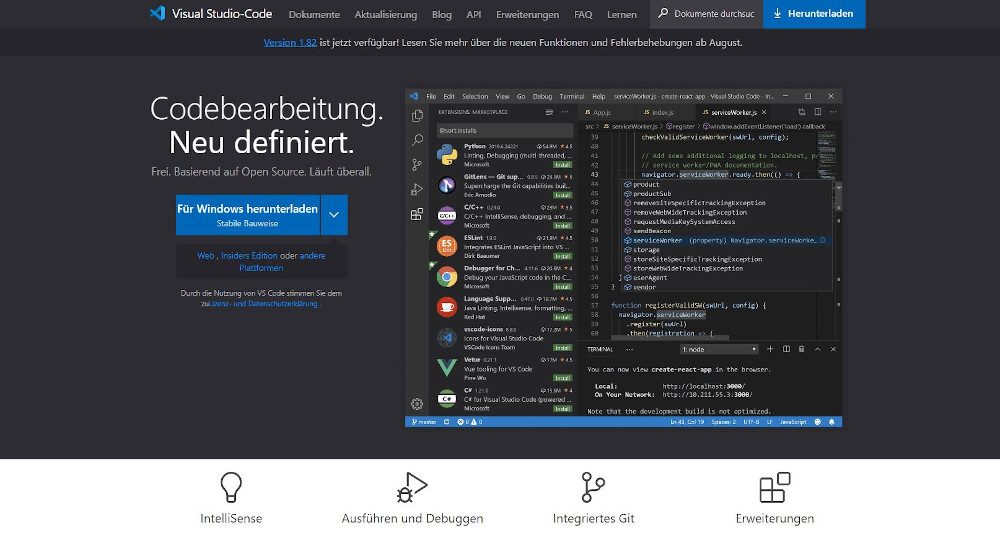 Abbildung: Programme zur Erstellung von Webseiten - Visual Studio Code