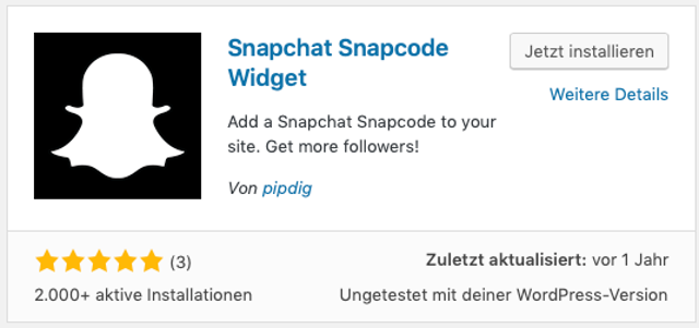 Abbildung 2 - Screenshot WordPress Snapcode Widget