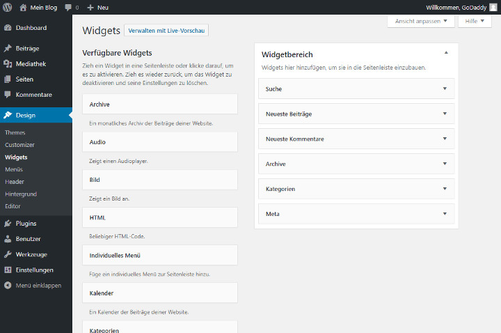 Abbildung 7 - WordPress-Widgets