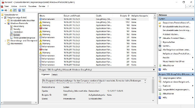 Abbildung - MMC - Check System-Protokolle