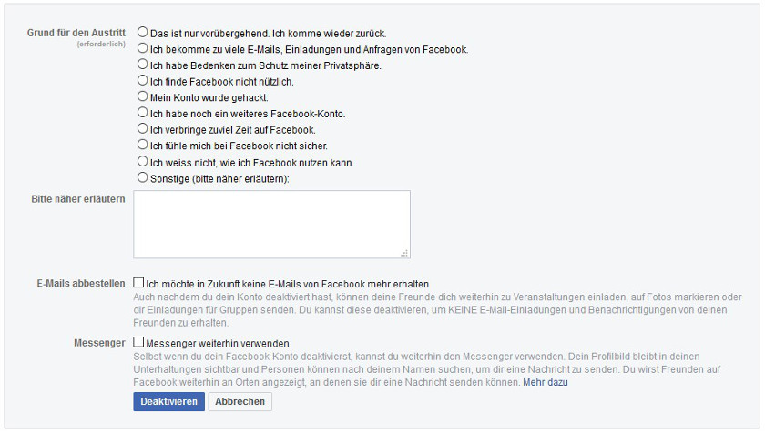 Facebook-Account löschen Abbildung 2