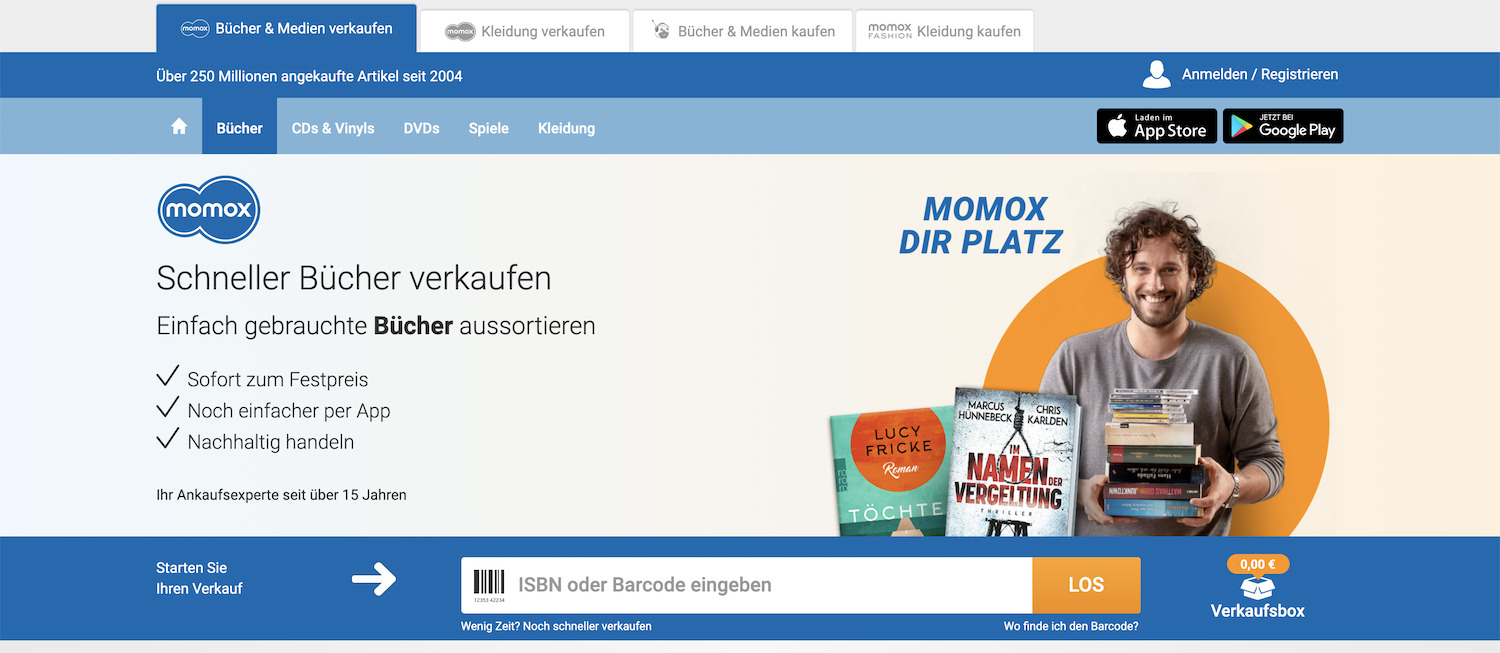 Gebrauchte Bücher verkaufen_Das sind die besten Verkaufsportale_Momox