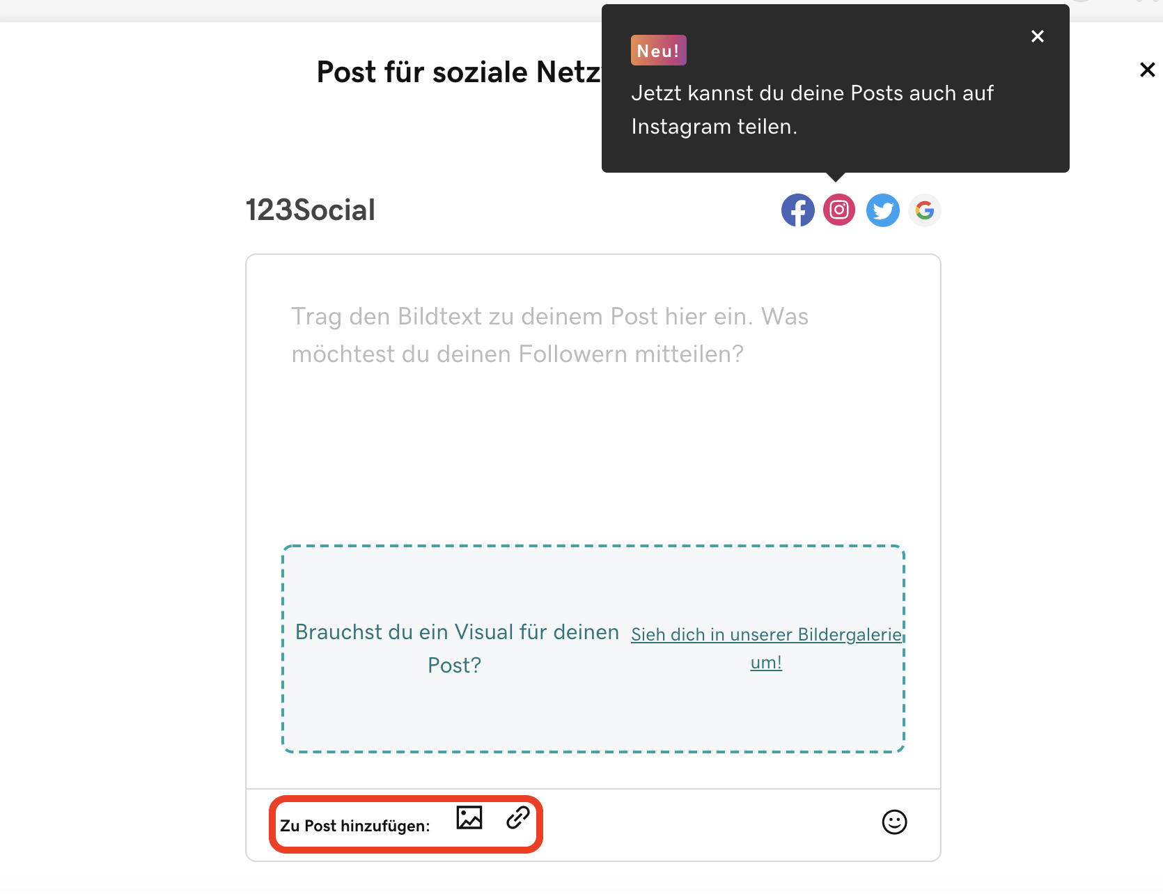 Websites Marketing_Beiträge direkt auf Instagram planen &amp; veröffentlichen_Bilder hinzufügen