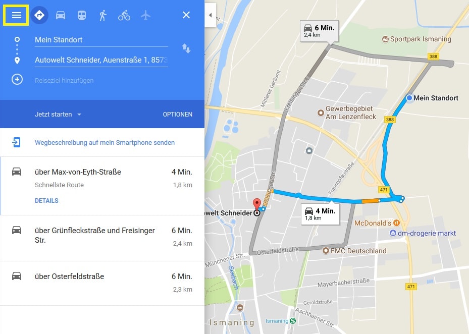 Google Maps Karte eins