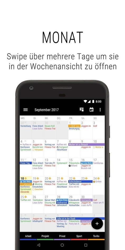 Abbildung Reminder-App: Business Kalender 2 eignet sich für alle, denen die Aufgaben über den Kopf wachsen – und die eine Reminder App nur für Android brauchen.