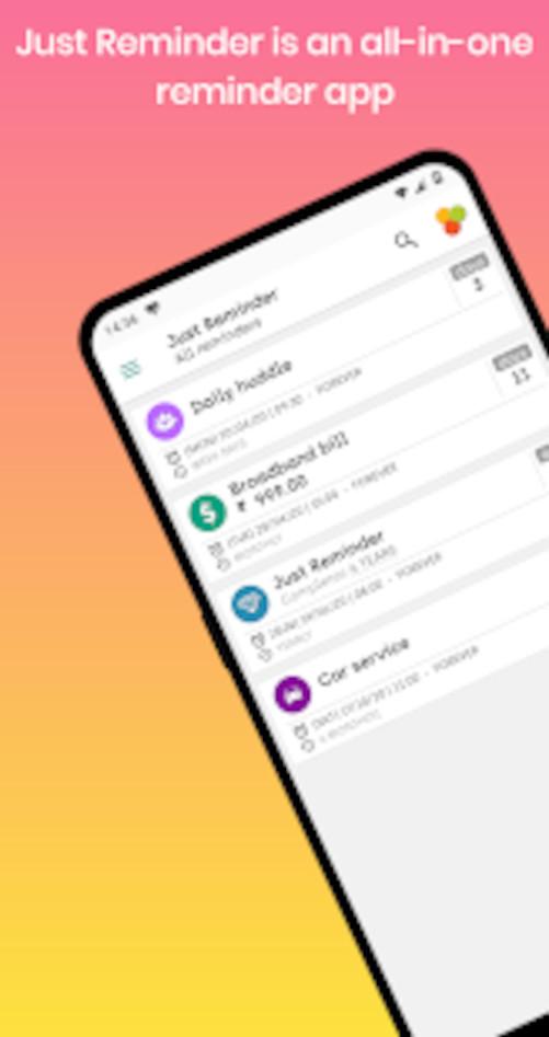 Abbildung Reminder-App: Just Reminder gefällt mit Übersicht und einfacher Bedienung.