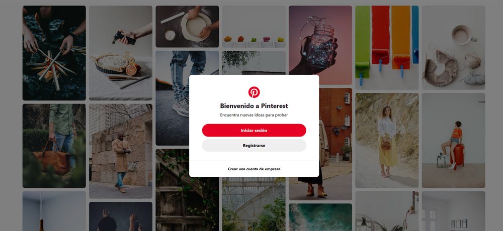Imagen de portada de Pinterest nada más entrar en su web.