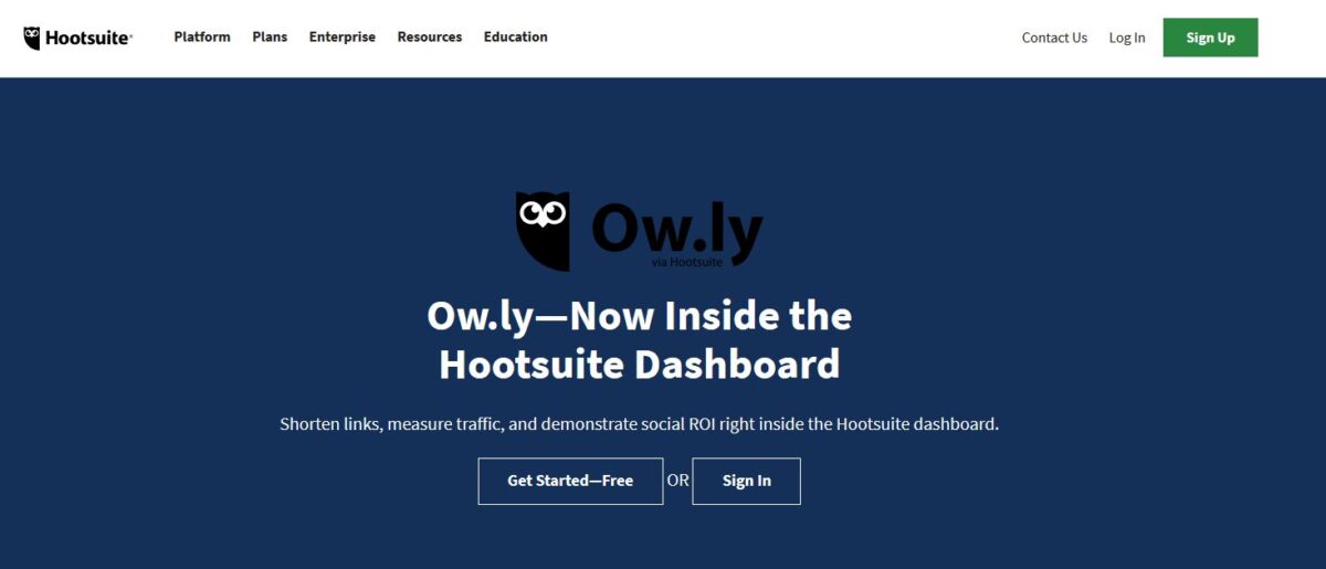 Imagen de la portada de la página web Ow.ly, propiedad de Hootsuite.