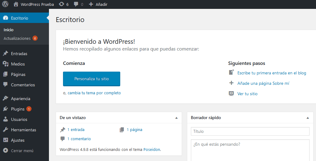 Actualizar plugins en WordPress desde el backend Paso 1