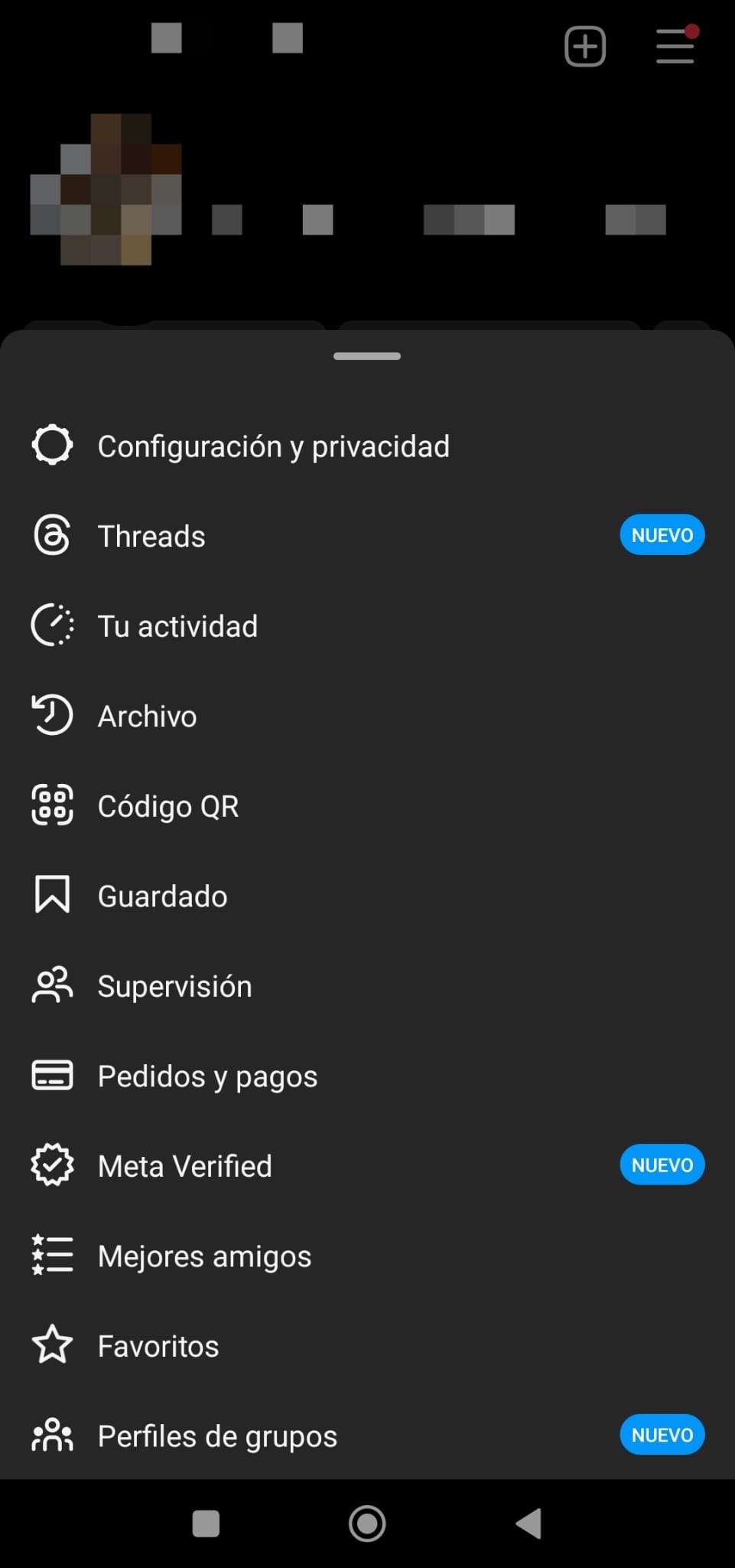 Acceder a configuración y privacidad en Instagram