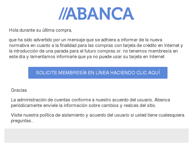 Correo electrónico falso: Errores de ortografía