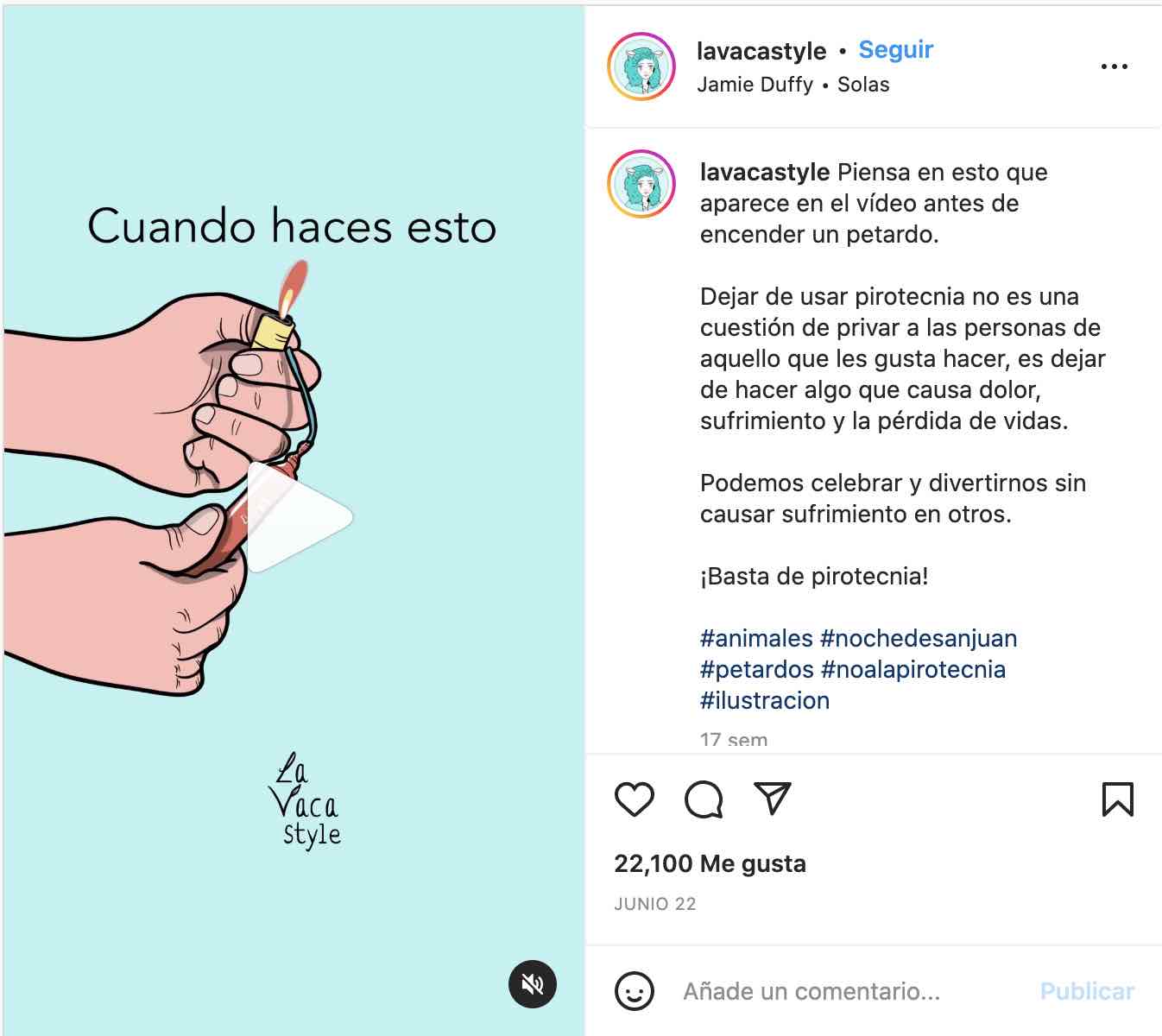 Ejemplo de vídeo viral en Instagram