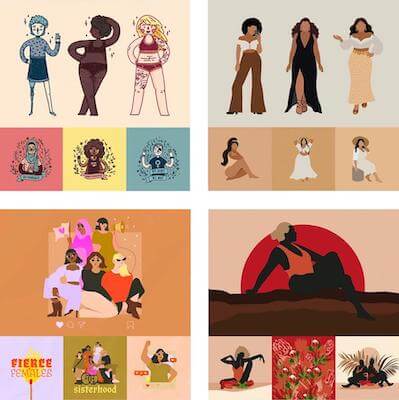 Ilustraciones de mujeres diversas