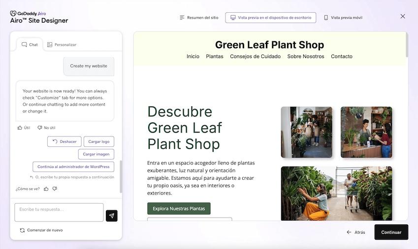 Primera versión web generada con IA