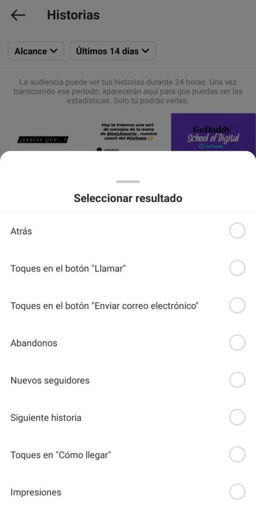 Estadísticas de los stories de Instagram
