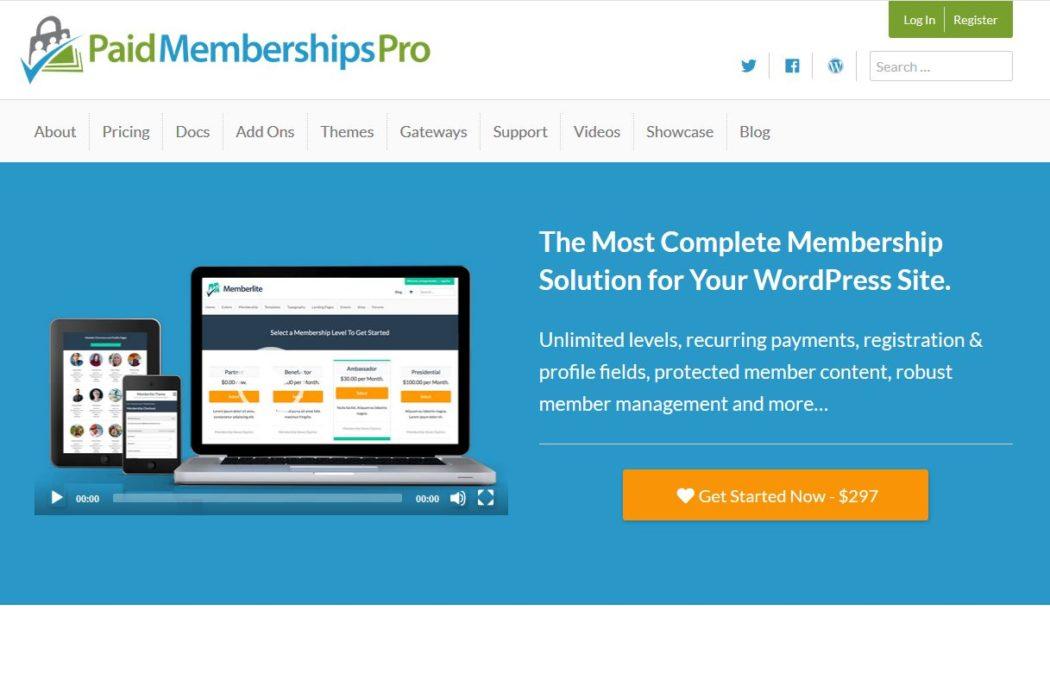 Imagen de la página principal de Paid Memberships Pro