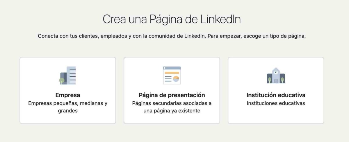 Tipos de páginas en linkedin