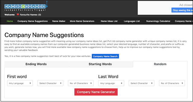 Company Name Suggestions Names4Brands