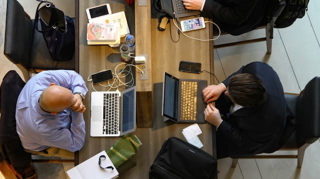 Coworking Overhead View of Three-men-working