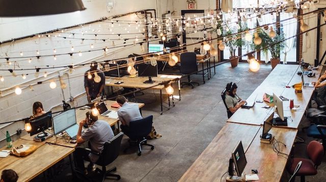 Freelance Writing People in Coworking Space